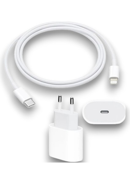 Usb‑c Güç Adaptörü + Lightning Şarj Kablosu Seti – Apple iPhone & iPad Uyumlu, Pd Hızlı Şarj, 1 metre Kablo