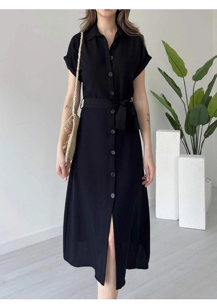 Keten, Düğmeli Midi Boy Elbise fiyatları