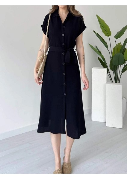 Keten, Düğmeli Midi Boy Elbise indirimleri