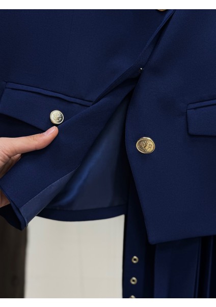 Zişan Ceketli Eteği Piliseli Krep TAKIM-ÜN2019 Lacivert