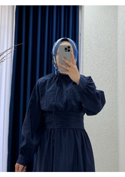 Ladonna Gömleği Kısa ve Büzgülü Etekli TAKIM-GE769 Lacivert