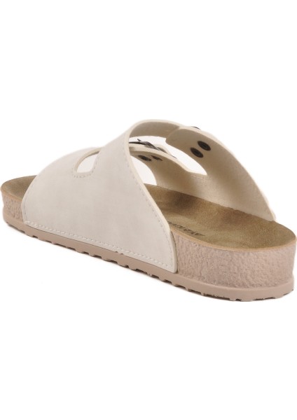 Beyaz Çift Bantlı Anatomik Kadın Terlik fırsatları