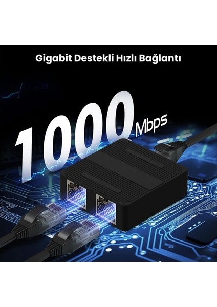 RJ45 Ethernet Splitter 1 Giriş 2 Çıkış Gigabit 1000MBPS Çevirici Çoklayıcı
