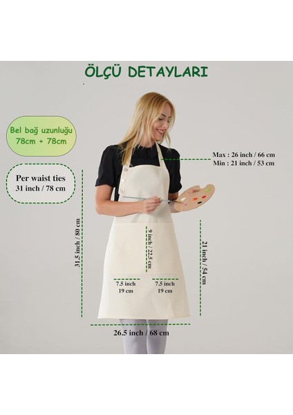 Su Geçirmez Mutfak Önlüğü, 2 Cepli, Pamuk Polyester, Bej, 70x80 cm indirimleri