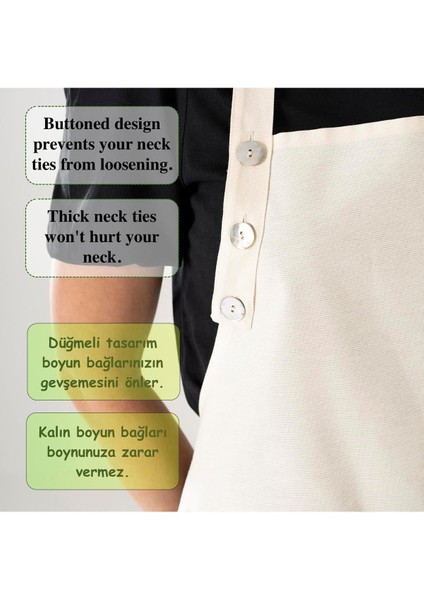 Su Geçirmez Mutfak Önlüğü, 2 Cepli, Pamuk Polyester, Bej, 70x80 cm