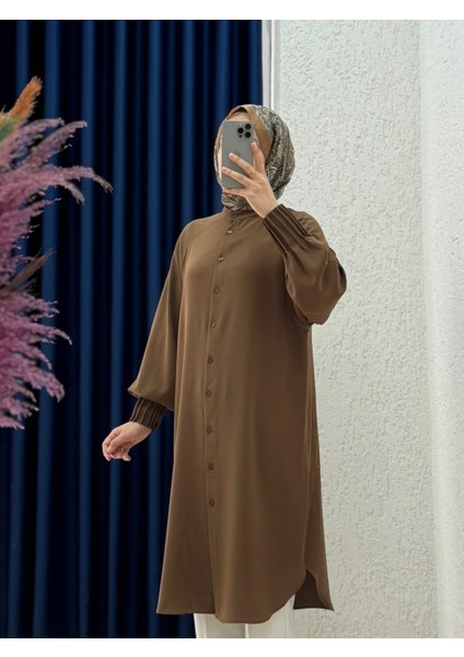 Seçil Kolları Nervüllü Linda TUNIK-EL1176 Kahve