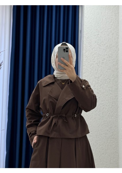 Ravenya Ceketli Bağcıklı Kartepe Elbiseli TAKIM-EK443 Kahve