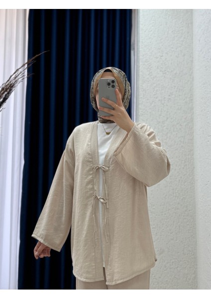 Serisa Önü Bağlamalı Pantolonlu TAKIM-TN0007 Taş