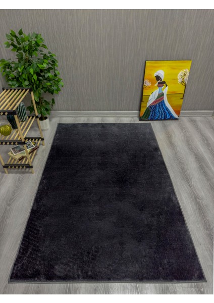 Modern Kaymaz Taban Parça Halı/yolluk Antrasit 80*300