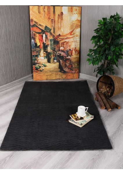Modern Kaymaz Taban Parça Halı/yolluk Antrasit 80*300