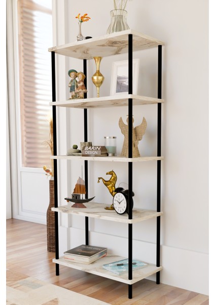 5 Raflı Modern Metal Gövdeli Kitaplık Çevir-Tak Kolay Kurulum Çalışma Odası, Salon, Ofis Kullanımı fiyatları