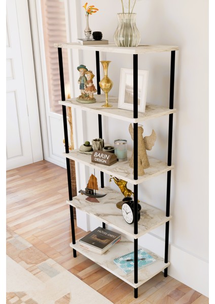 5 Raflı Modern Metal Gövdeli Kitaplık Çevir-Tak Kolay Kurulum Çalışma Odası, Salon, Ofis Kullanımı modelleri