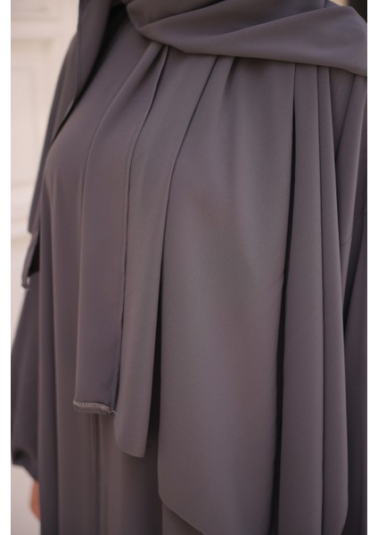 Kendinden Şallı Abaya Ferace -Medine Ipeği