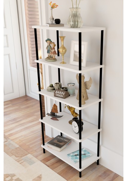 5 Raflı Modern Metal Gövdeli Kitaplık Çevir-Tak Kolay Kurulum Çalışma Odası, Salon, Ofis Kullanımı modelleri