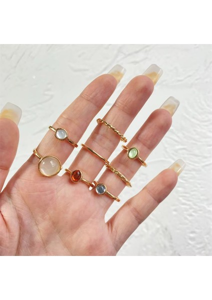 Bliss Gold Altın Renkli Kristal Taşlı Şık Modern Bohem 8 Parça 8'li Yüzük Seti fiyatları