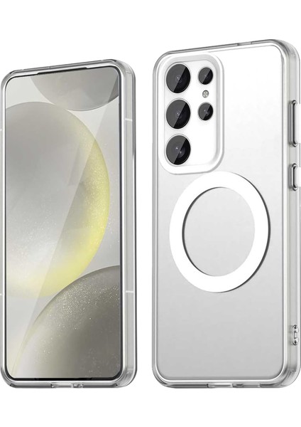 Samsung Galaxy S24 Ultra Kılıf Kamera Çıkıntılı Mat Magsafe Şarj Özellikli Kenarları Renkli Şeffaf Premium Sert Kapak