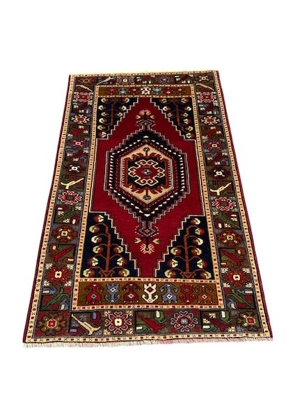 El Dokuma Sıfır Niğde Halısı 108X180 Kırmızı Yeşil Kök Boya Halı