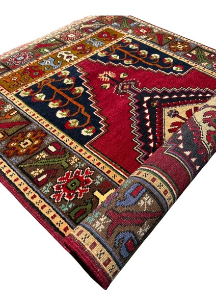 El Dokuma Sıfır Niğde Halısı 108X180 Kırmızı Yeşil Kök Boya Halı