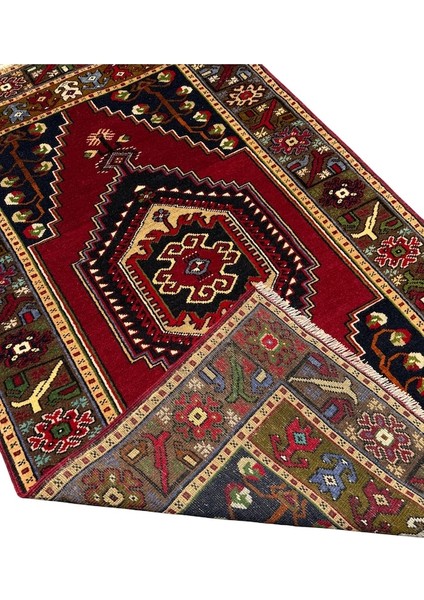 El Dokuma Sıfır Niğde Halısı 108X180 Kırmızı Yeşil Kök Boya Halı