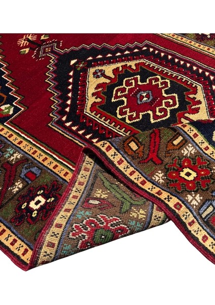 El Dokuma Sıfır Niğde Halısı 108X180 Kırmızı Yeşil Kök Boya Halı
