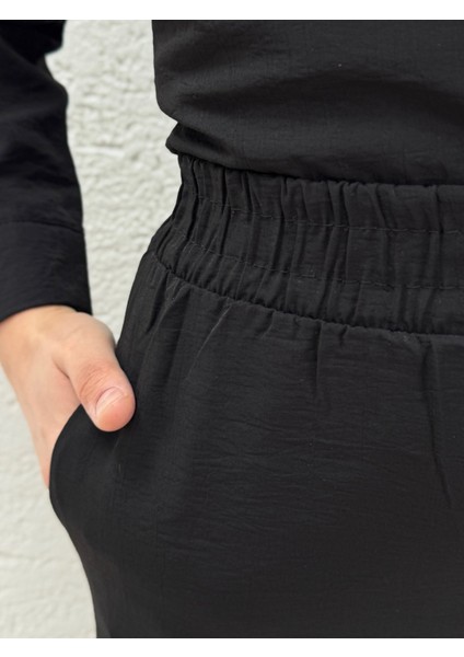 Idil Çilek Kumaş Mini Düğmeli Pantolonlu TAKIM-Zİ2186 Siyah modelleri