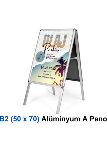 B2 Alüminyum A Pano (50X70 Cm) – | Çift Taraflı Katlanabilir | - | Reklam Standı |