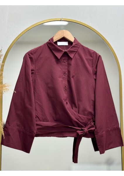 Pamira Belden Bağlamalı GÖMLEK-BN4205 Bordo