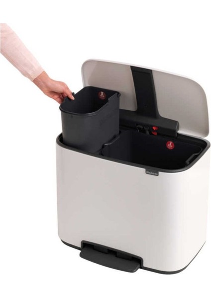 Bo Whıte Pedallı Çöp Kutusu 11+23L