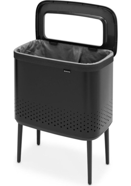 Bo Matt Black Plastik Kapaklı Çamaşır Sepeti 60L