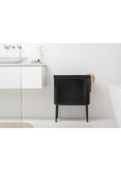 Bo Matt Black Plastik Kapaklı Çamaşır Sepeti 60L modelleri