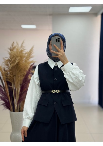 Zenetta Kemeri Zincir Detaylı Astarlı Yelekli Ikili TAKIM-ÜN3000 Lacivert fiyatları