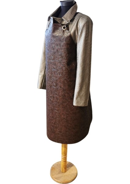 Şık kahverengi mutfak önlüğü, rahat ve kullanışlı suni deri tasarım, 70x110 cm modelleri