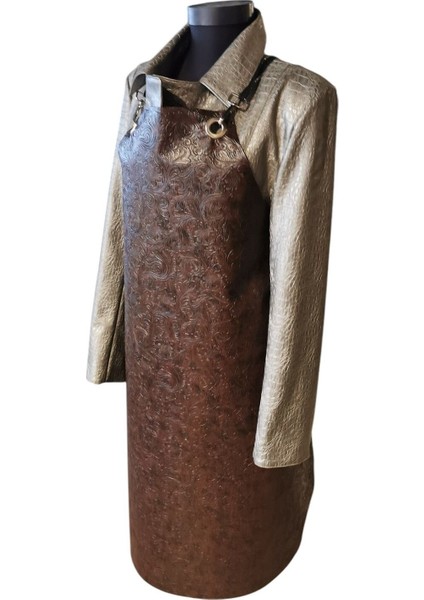 Şık kahverengi mutfak önlüğü, rahat ve kullanışlı suni deri tasarım, 70x110 cm fırsatları