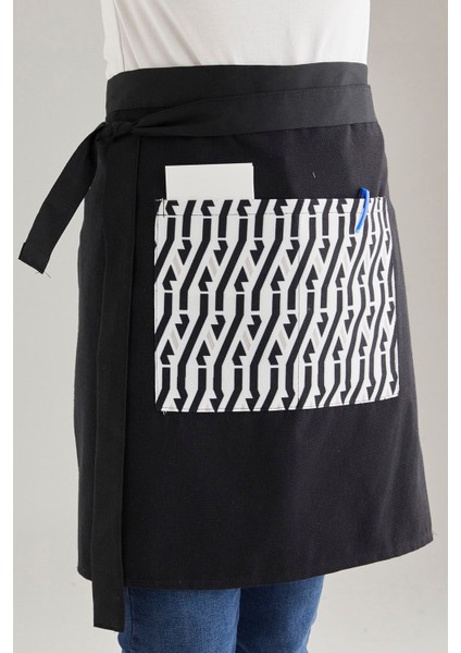 Şık siyah yarım önlük, mutfak ve restoran kullanımı, polyester, 50x70 cm fiyatları