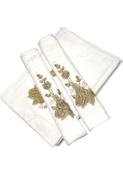 Simli Nakışlı Kadife El Havlusu 30x50, Yumuşak ve Şık, Pamuk Polyester, Setli