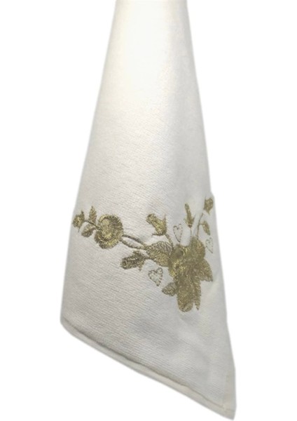 Simli Nakışlı Kadife El Havlusu 30x50, Yumuşak ve Şık, Pamuk Polyester, Setli fırsatları