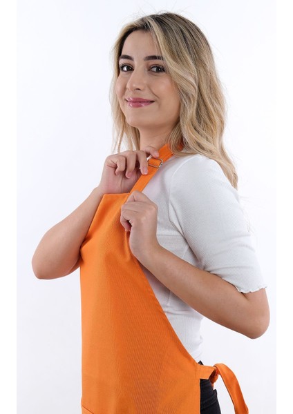 Turuncu 3'lü Mutfak Önlüğü ve Eldiven Seti, askılı ve cepli, pamuk polyester, 60x80 indirimleri