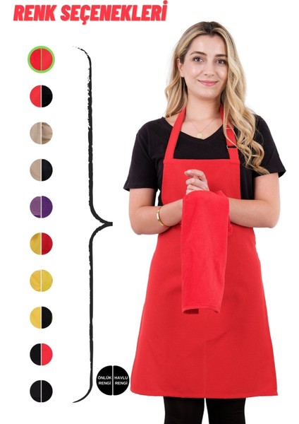 Renkli askılı mutfak önlüğü ve havlusu, şık ve kullanışlı set, 50x70 cm indirimleri