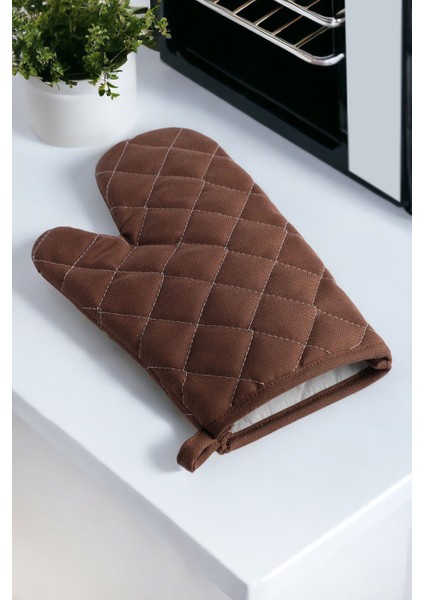 Kahverengi ısıya dayanıklı fırın eldiveni, 2’li set, 17x27 cm, pamuk polyester fırsatları