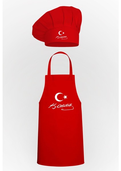 Kırmızı Ayyıldız ve Atatürk İmzalı Mutfak Önlüğü ile Mantar Bone Paketi