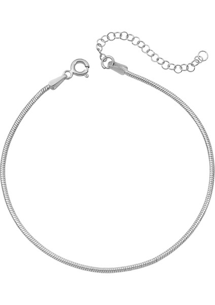Yılan Model Bileklik Unisex 1,2 mm Ince Yuvarlak 925 Ayar Gümüş Zincir Bileklik