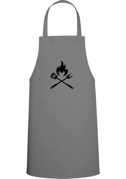 Baskılı Gri Mutfak Önlüğü, şık ve kullanışlı mutfak aksesuarı