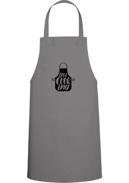Yazılı Tasarımlı Şef Mutfak Önlüğü, Özel Baskı, Şık ve Kullanışlı Gri Renk