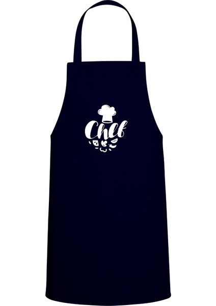 Lacivert Yazılı Sebze Temalı Mutfak Önlüğü, Şık ve Renkli Tasarım