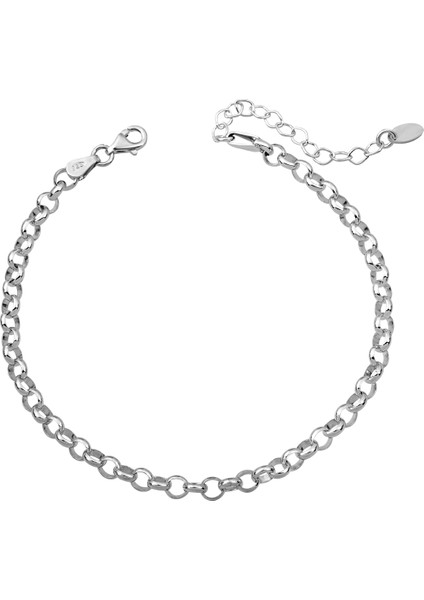 925 Ayar Gümüş Yuvarlak Model Unisex Doc Zincir Bileklik 6 mm