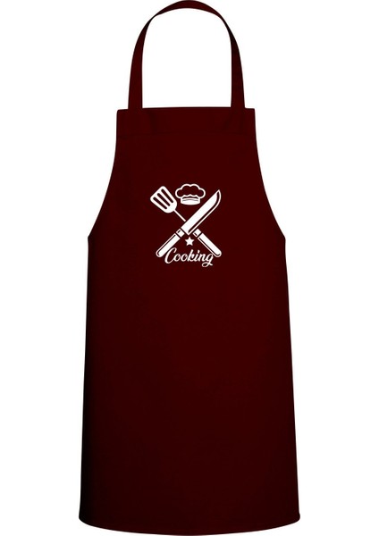 Yazılı Özel Tasarımlı Mutfak Önlüğü, Şık ve Fonksiyonel, Bordo Renk