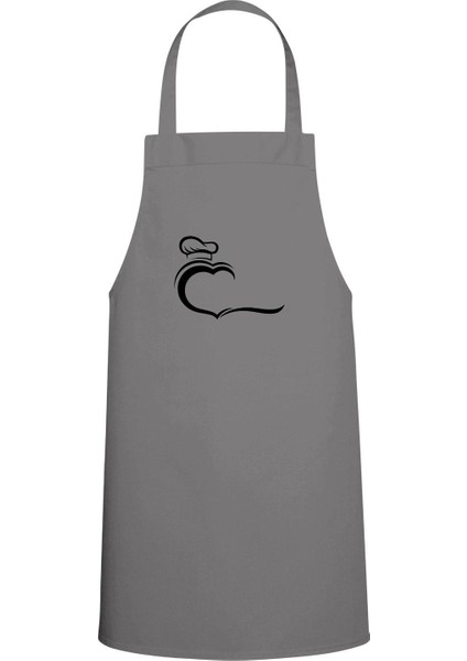 Kalpli Tasarımlı Mutfak Şapkası ve Önlük Seti, Şık ve Kullanışlı Gri Takım