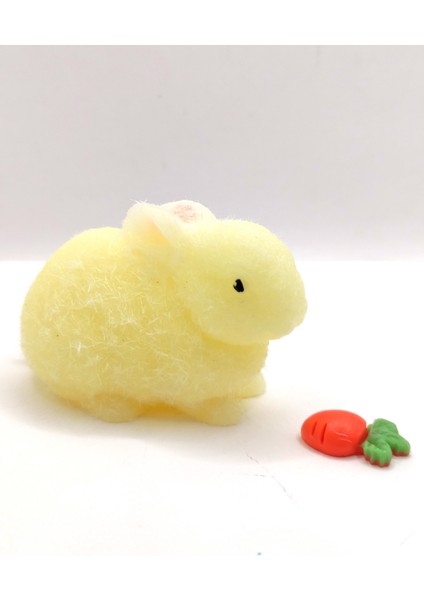 Tavşan Moj Moj Taba Squishy Havuçlu Tavşan Sıkma 7 cm Tüylü Sukuşi - Sarı