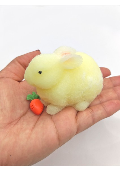 Tavşan Moj Moj Taba Squishy Havuçlu Tavşan Sıkma 7 cm Tüylü Sukuşi - Sarı