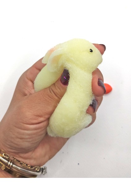 Tavşan Moj Moj Taba Squishy Havuçlu Tavşan Sıkma 7 cm Tüylü Sukuşi - Sarı
